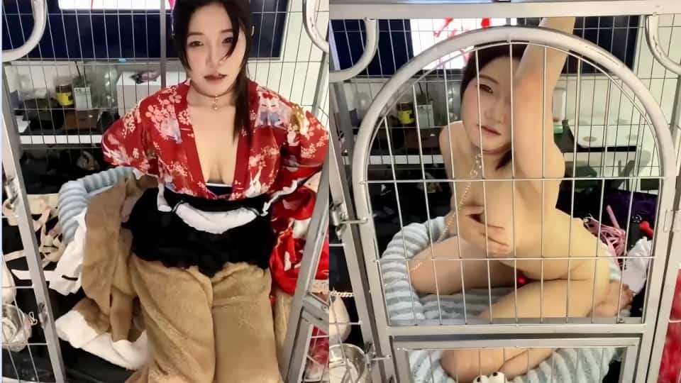 高颜值美女福利姬「baby puppy」白嫩大奶小萝莉清纯诱人，狗笼自慰，极品反差骚母狗 (1)